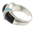 Southwestern Turquoise And Jet Ring Jewelry Size 7-3/4 BW62819